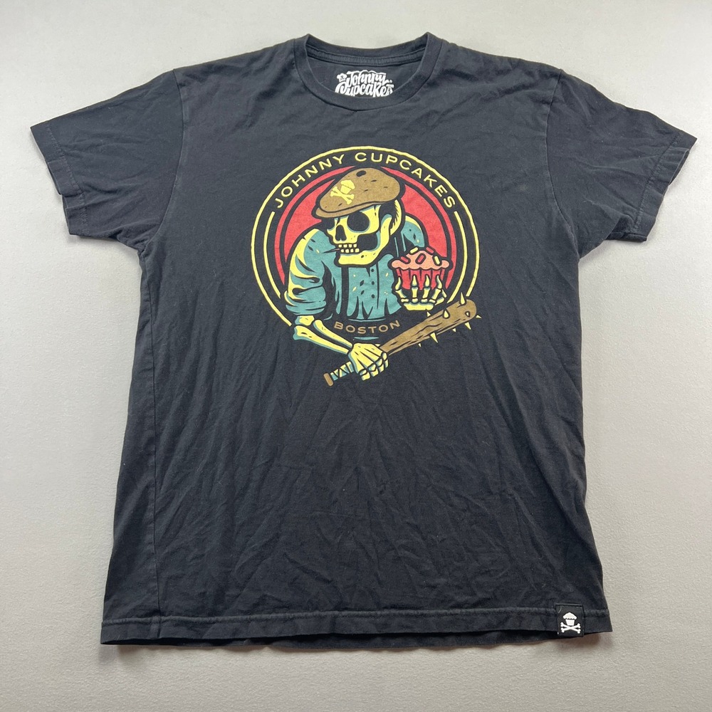 Johnny Cupcakes Boston Bruiser T Shirt Womens Medium Black Graphic Short Sleeve